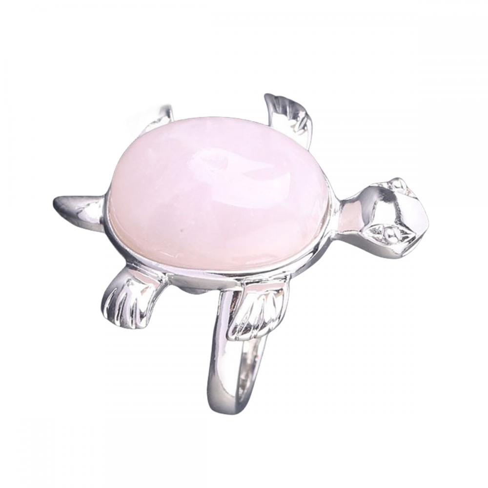 Натуральные камни черепахи кольца Gemstone Овальная форма см. Кольцо черепахи для мужчин Женщины хрустальный кварц регулируемый кольцо годовщина день рождения