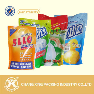 Custom printed plastic refill stand up pouch for detergent