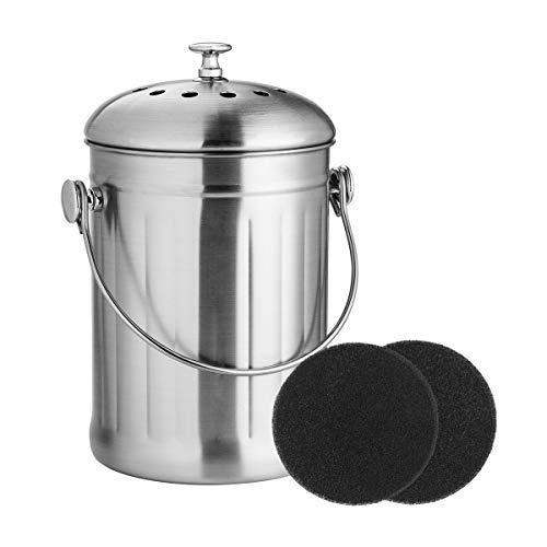 Composter Bin 1,0 gallons en acier inoxydable Compteur de cuisine