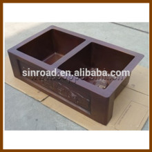 Double Bowl Brown Color Handcraft Copper Kitchen Sink