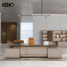 Italian Design Luxury Black PVC Office Work President Desk with Drawer