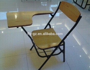 Plywood folding student chair with writing tablet