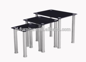 Modern black glass nesting table