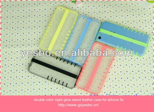 double color night glow stand leather case for iphone 5s