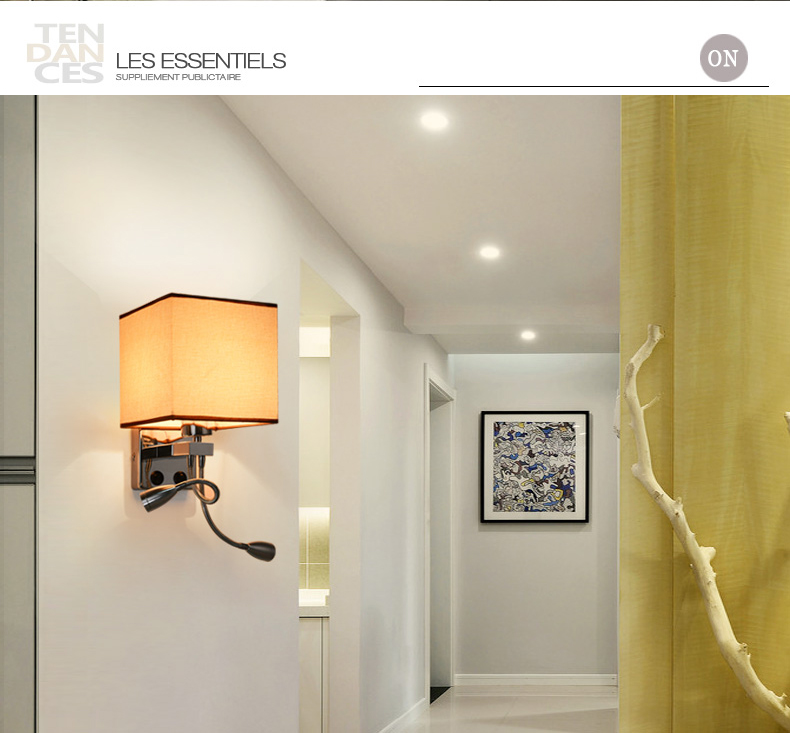 Best decorative fabric material E27 coffee white color indoor home use wall lamp