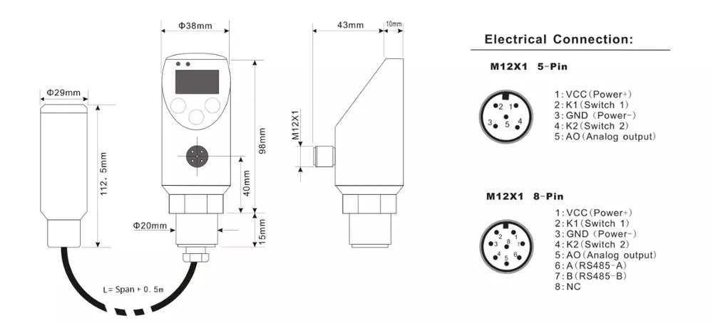 Factory Supply 1m Water Level Switch for Liquid