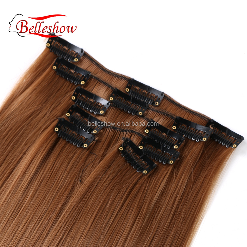 Hot sell Hot sale cheap 6pc Clip-On Hair Extension wholesale factory price synthetic hair straight Clip-On Hair Extension