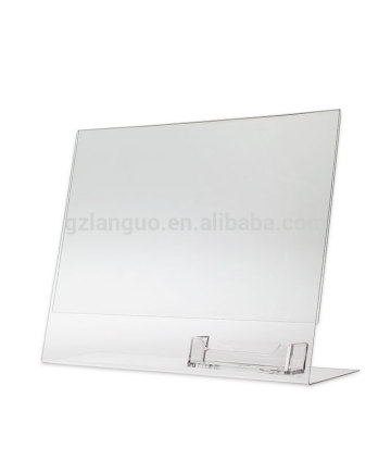 Slanted Clear Acrylic Menu Sign Holder with Business Card Holder Pocket