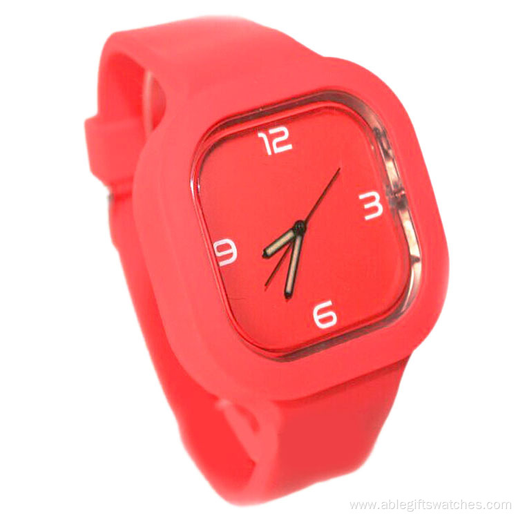 Pure Color Silicone Watch Square Kids Waterproof