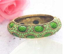 Bangle, Fashion Women Gold Alloy Resin Beads Hinge Crystal Bangle, Bangle Bracelet Jewelry Wholesale PT1557