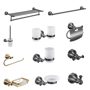 Luxury Grey Bathroom Accessory Set for Hotels - Plumbing Fittings & Toilet Brushes