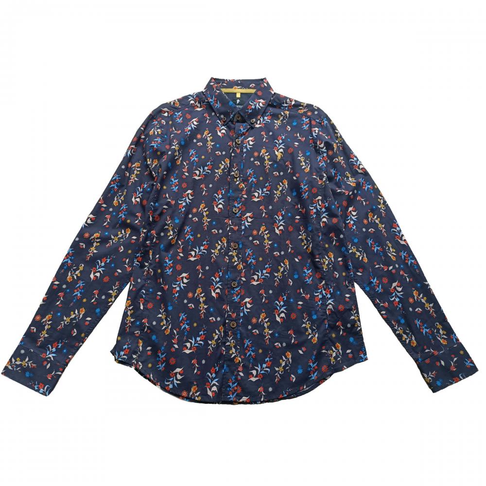 Mens warm tone floral print shirt