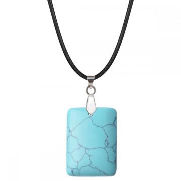 Turquoise 25x35mm Rectangle Stone Pendant Necklace for women Men