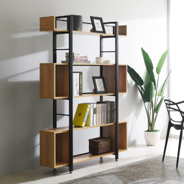 Industrial Bookshelf | Metal Mesh & Wooden shelf