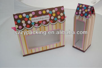 PVC window paper cosmetic box with ribbon handle