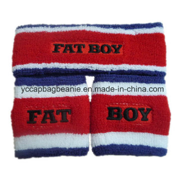 Sports Athletic Terry Cotton Cloth Sweatband Headband Wristband Set