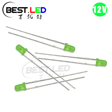 12V 3mm Green LED Built-in Resistor DC