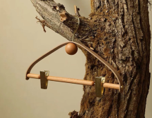 Log Coat Hanger With Metal Clips