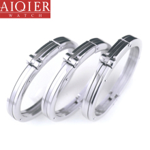 Three layer silver stainless steel clasp bracelet