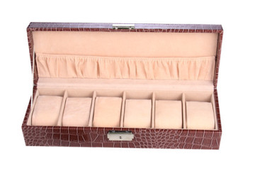 2014 China factory exporter luxury 6 slots red croco PU leather watch box