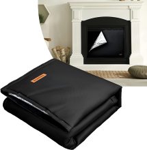 Black Magnetic Fireplace Draft Stopper Blanket Cover