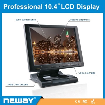 RCA input 10.4 inchresistive touch vga lcd monitor with folding bracket