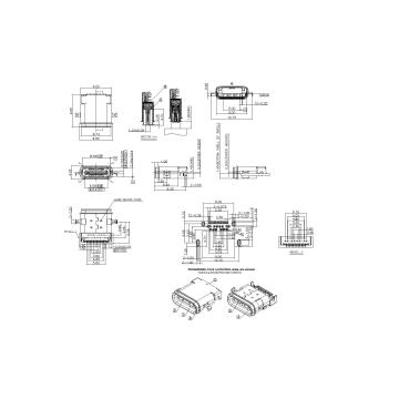 Type-C 24P Female Waterproof IPX7 90° SMT