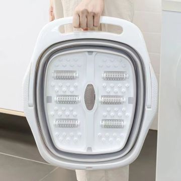 Foldable Silicone Sink Foot Tub with Handle: Massage Bathing Aid