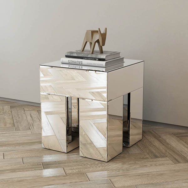 Multi-color optional mirrored bedside table