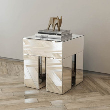 Modern Mirrored Beside Table with 1 Drawer