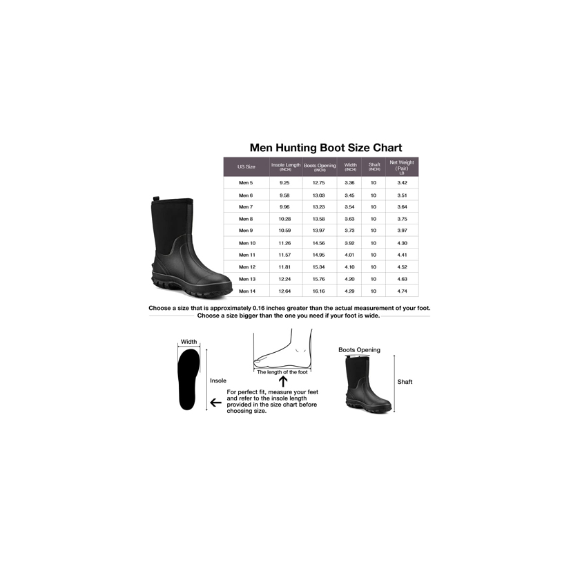 Neoprene Fishing Boots Size Chart