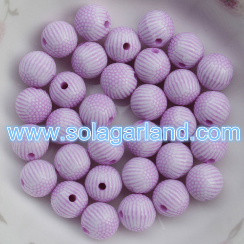 8MM 10MM 12MM Acrylic Plastic Round Striped Gumball Beads