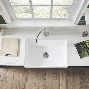 Modern Acrylic Solid Surface White Kitchen Apron Front Sink