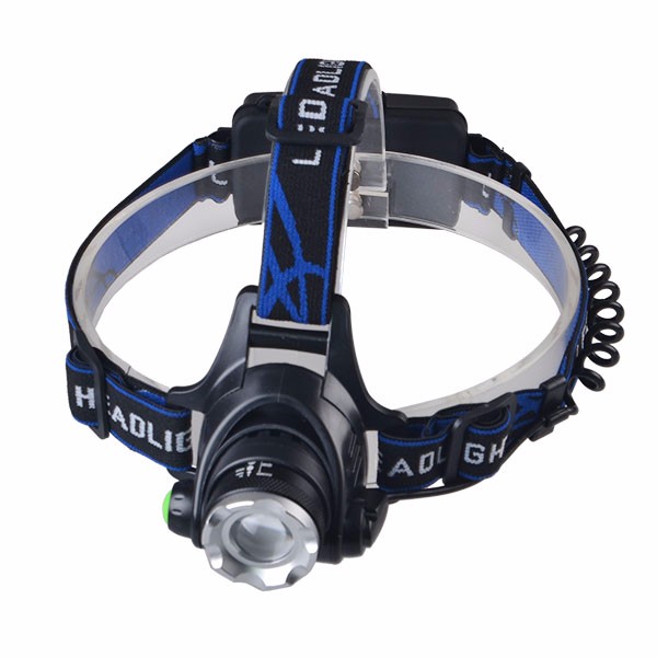Zoomable adjustable focus light rechargeable 800 lumens T6 led fishing headlamp