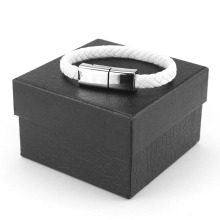 White Leather Bracelet USB Charger Cable For Android