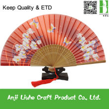 orange Japanese design silk hand fan