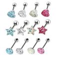 Star Top Tongue Ring CZ Crystal