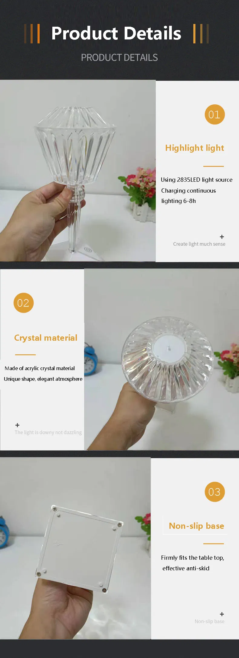 Elegant Touch-Controlled Crystal Table Lamp for Modern Homes