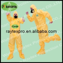 disposable yellow coverall with elasticated thump loops