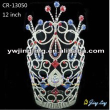 12 Inch Custom Red Blue Rhinestone Crowns