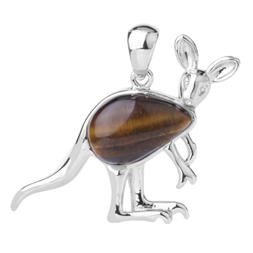 Yellow Tiger Eye Stone Waterdrop Cabs Silver Kangaroo Pendant for DIY Making Jewelry