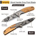 Wooden handle 3D Patterned Blade Outdoor Military Knife