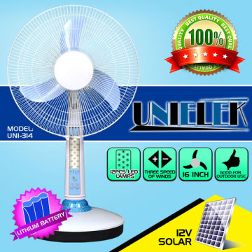 16 inch dc remote control table fan 12v new model table fan with lights