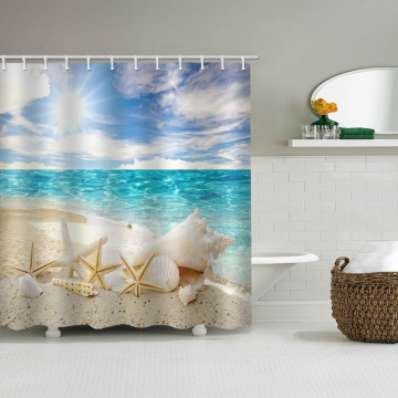 Zeester Conch waterdicht douchegordijn Blue Sea Beach badkamer Decor