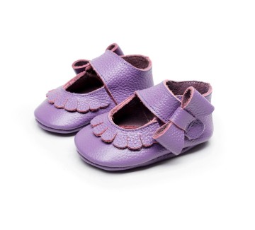 American Baby Soft Sole Bow Leather Baby Girls Fringe Moccasin Shoes