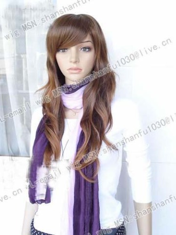 Long Wave Light Brown Kanekalon Cosplay Hair Wig WA127