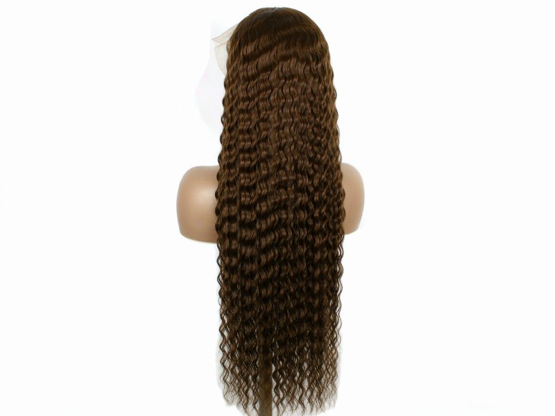 Medium Brown Long Straight Wig 100% Human Hair