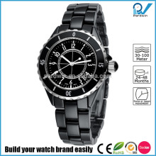 PVD Gold/Silver black ceramic watch quartz japan movement women luxury ceramic case