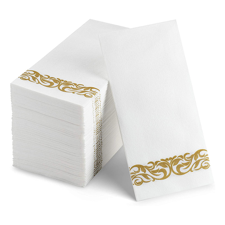 100Pcs Gold Disposable Paper Napkins Guest Hand Towel Napkins for Birthday, Dinners, Wedding, Christmas, Parties