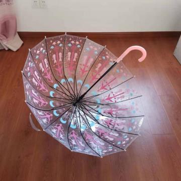 Customized POE Material Umbrella Logo Transparent Umbrella